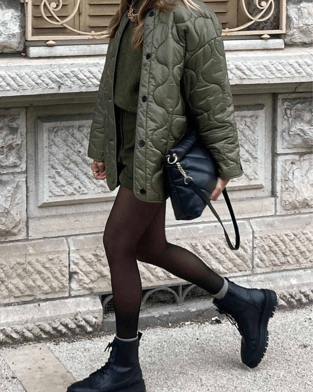 SEAME - Feliz Quilted Padded Jacket Green XS