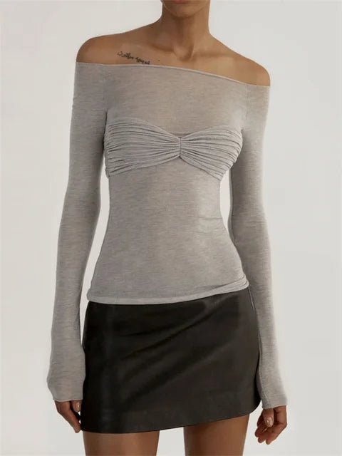 Seame - Sara Mesh Sheer Off - Shoulder Top grey S
