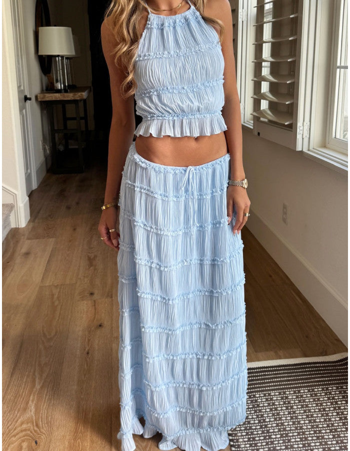 Conjunto de duas peças Valerie com detalhes de folhos