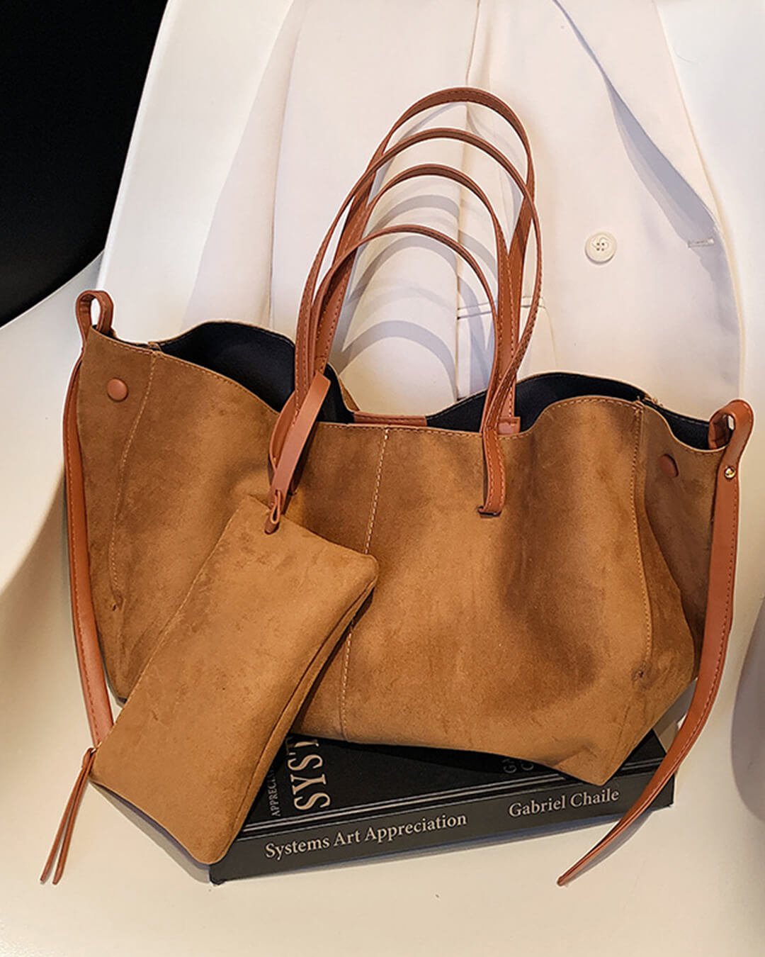 SEAME - Adriana Suede Tote Bag Brown