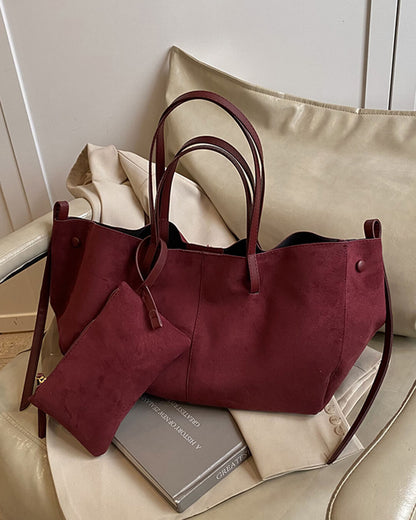 SEAME - Adriana Suede Tote Bag Burgundy