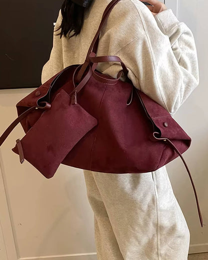 SEAME - Adriana Suede Tote Bag Dark Brown