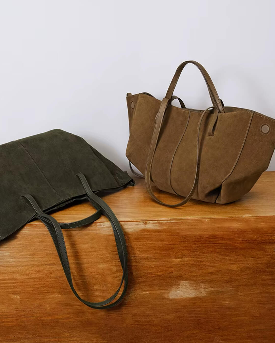 SEAME - Adriana Suede Tote Bag Khaki