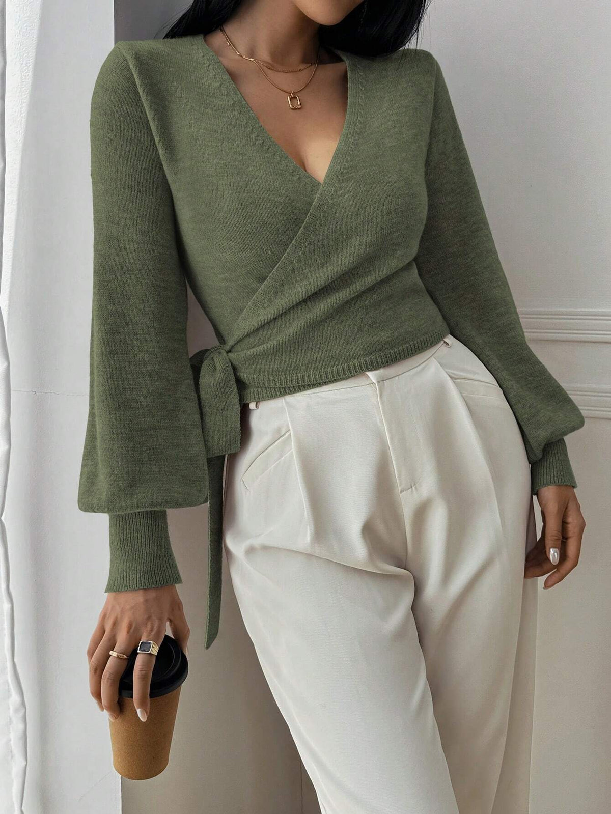 SEAME - Brenda Knitted Cardigan Green S