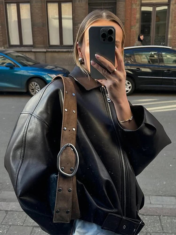 SEAME - Georgia Vegan Leather Jacket Black M