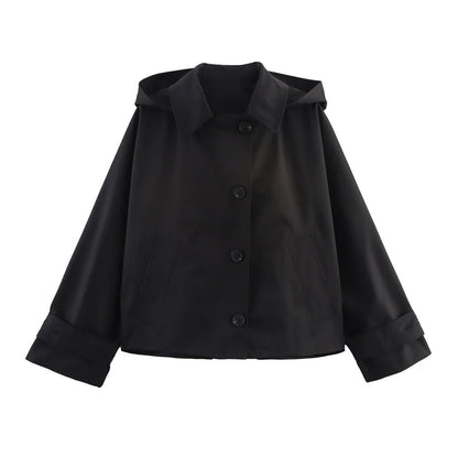 SEAME - Hailey Hooded Windbreaker Jacket Black XS