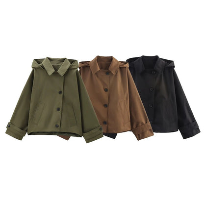SEAME - Hailey Hooded Windbreaker Jacket Black XS