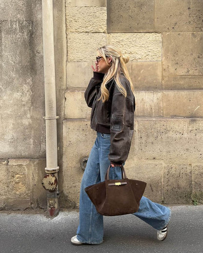 SEAME - Mathilde Suede Bag Dark Brown