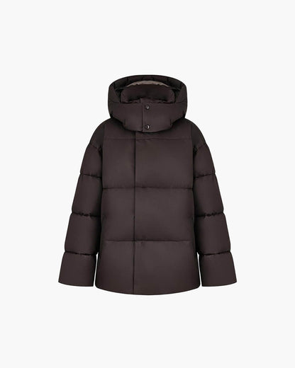 SEAME - Sienna Detachable Hood Puffer Jacket Dark Brown L