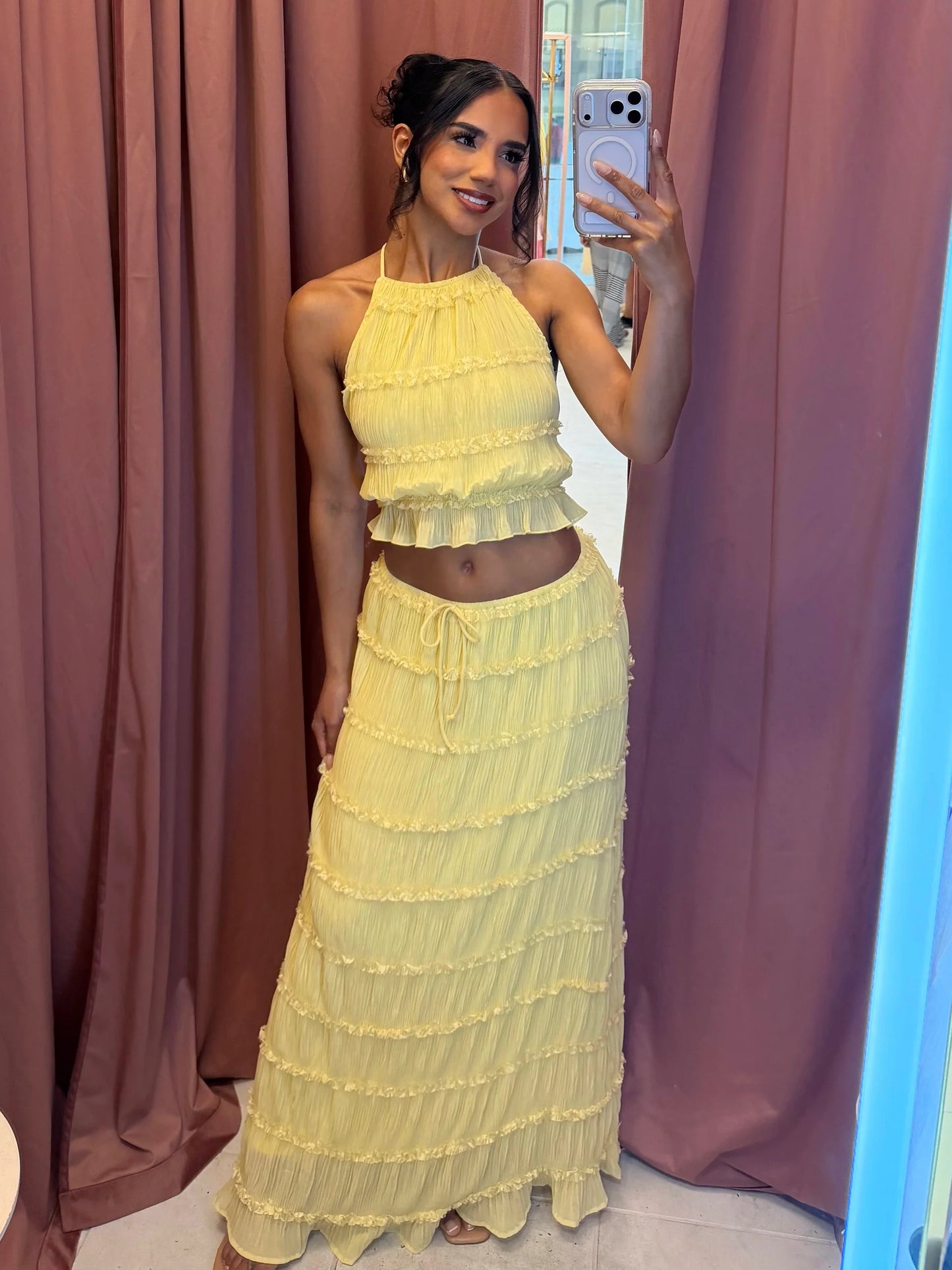 Conjunto de duas peças Valerie com detalhes de folhos
